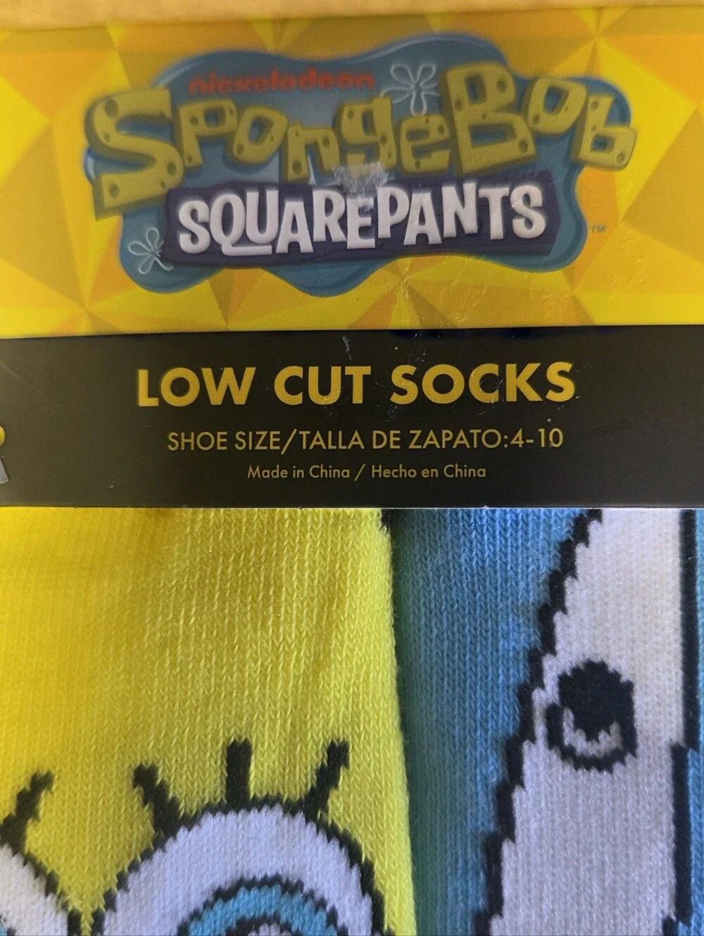 SpongeBob SquarePants Yellow & Blue Character Low Cut Socks (10 Pairs)